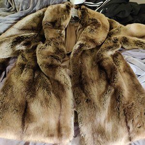 Pamela McCoy 2x Brown Faux Fur Coat Mint